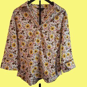 NWT Zac & Rachel Woman Print Blouse Sz 1X